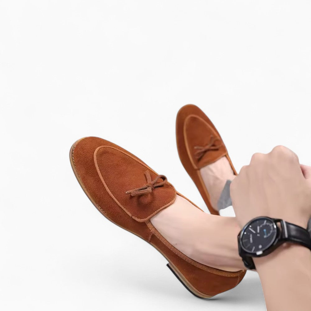 Mocassins Colorés Unis En Daim Pour Hommes