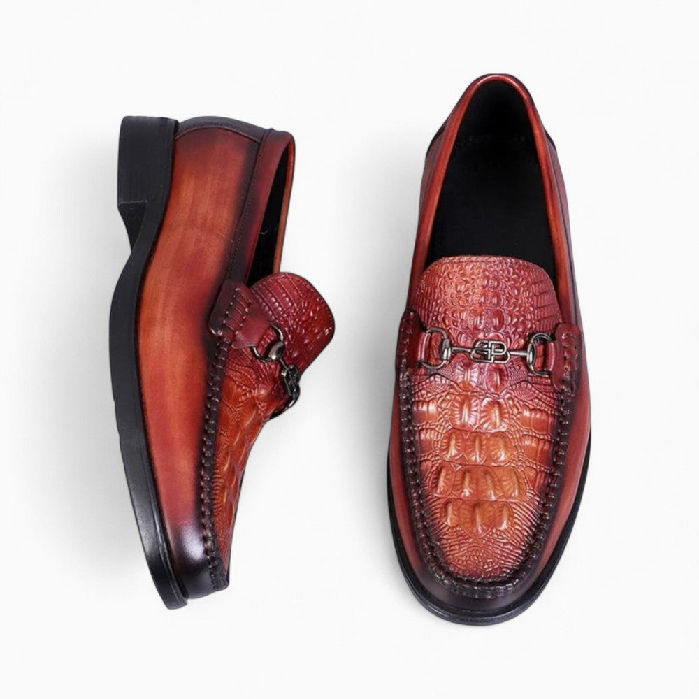 Mocassins bordeaux effet croco à mors